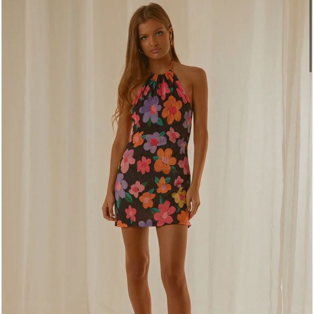 Peppermayo Halter Dress in Noir Bloom